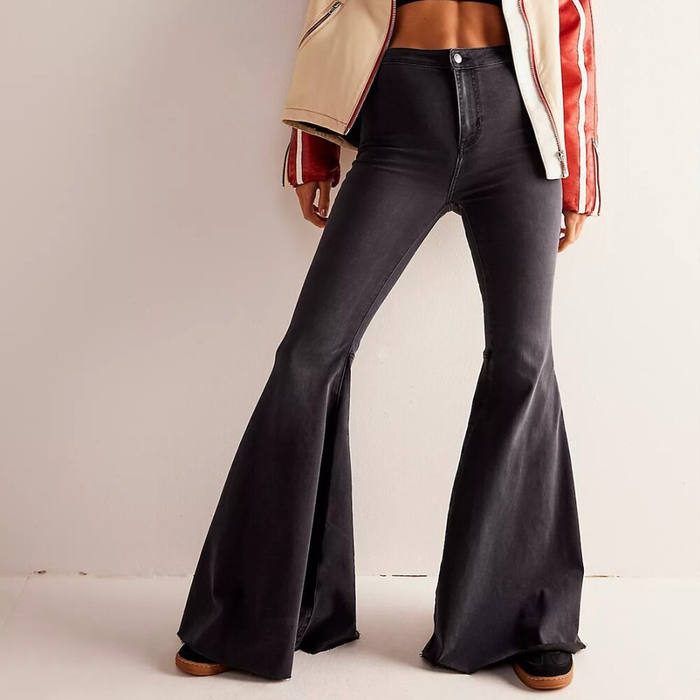 Free People Black Denim Just Float On Flare Jeans